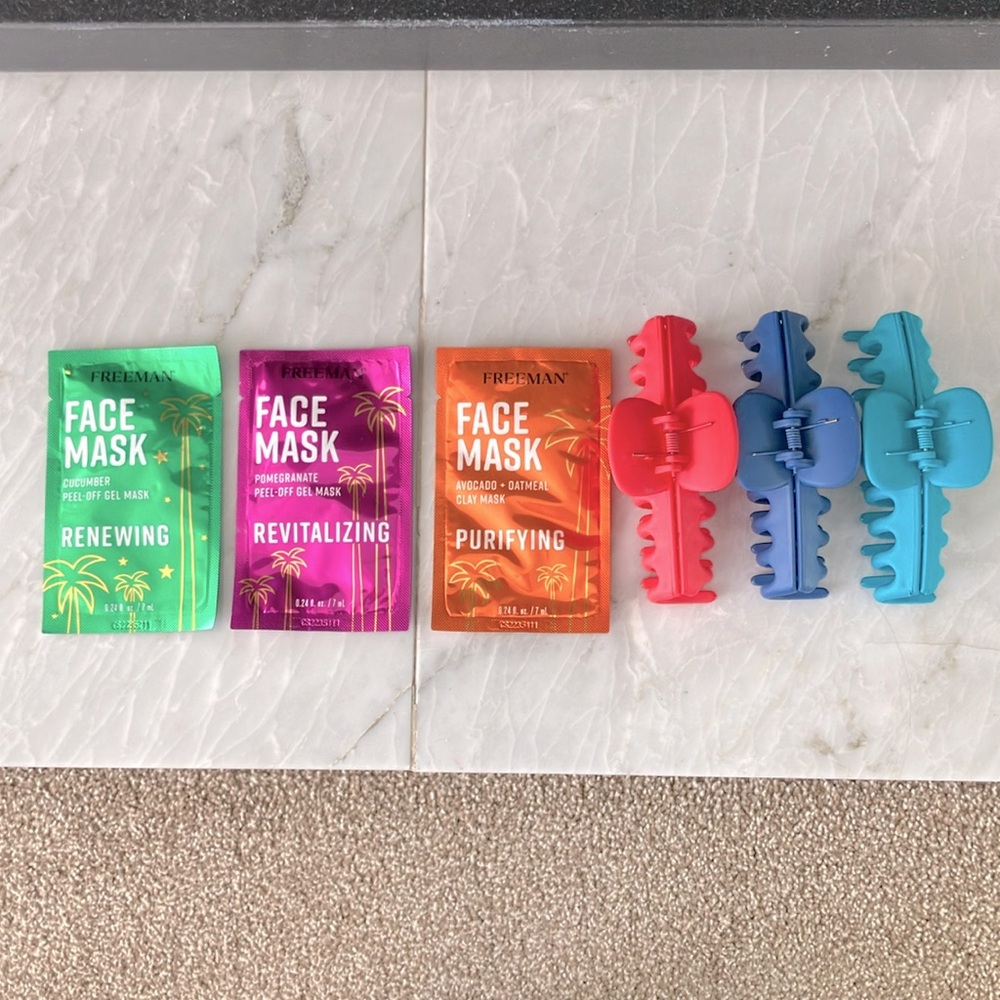 Face mask and hair clip combo! (3 total of each)